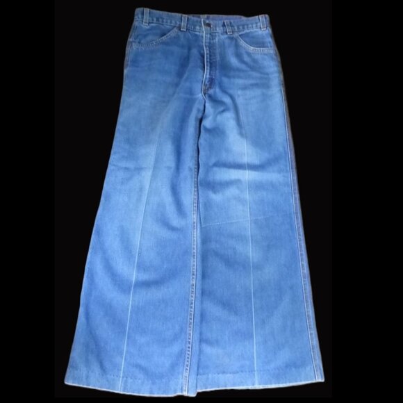 Vintage 70s Levi's Jeans Bell Bottoms Talen 42 Zip Rare 2 Horse Sewn Back Pocket - Picture 1 of 10